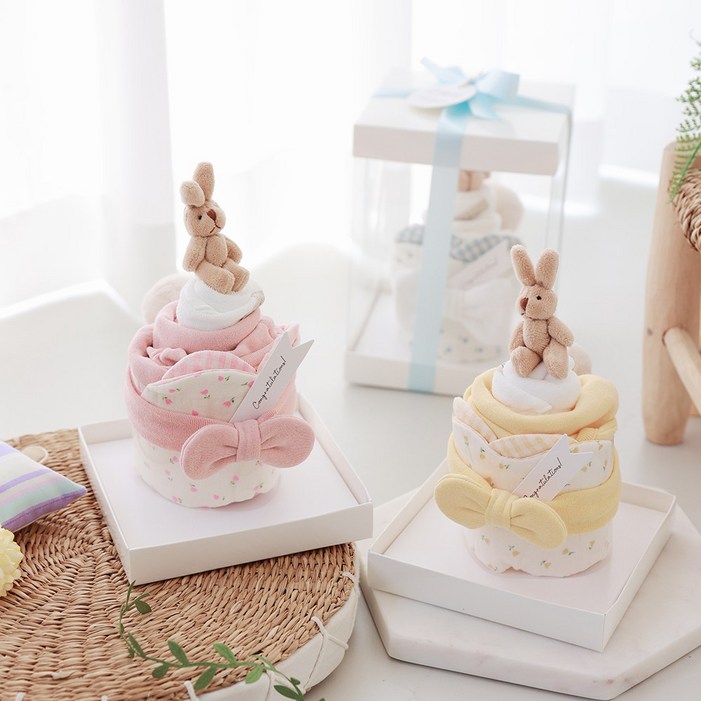 출산백일선물 우이동금손 블레스 아기옷 케이크 5종세트선물포장