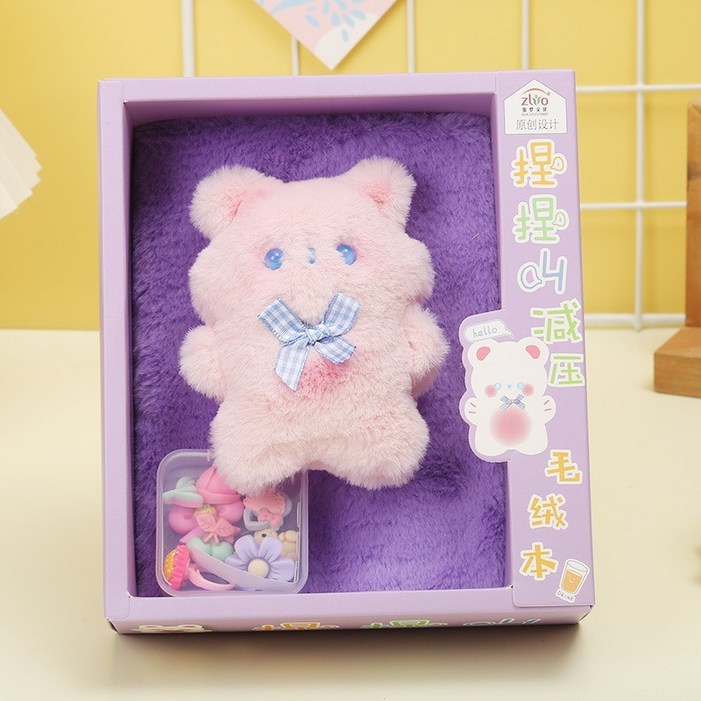 허니봉봉 토실토실 곰, 토끼 노트 예쁜 다이어리 노트 110장 220페이지, 보라색