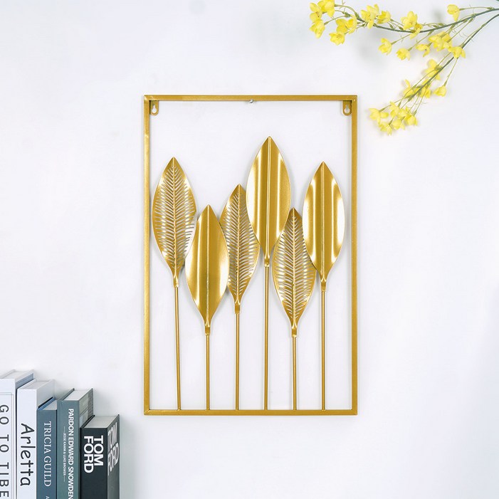 인테리어 소품 북유럽 스타일 골드 프레임 나뭇잎 철제 액자 W1