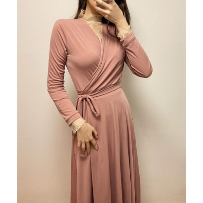 심플 기모 랩 맥시 원피스