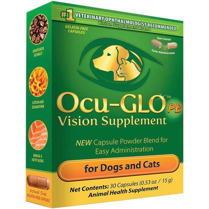 오큐글로 고양이 소형견 30캡슐 파우더 강아지 눈영양제