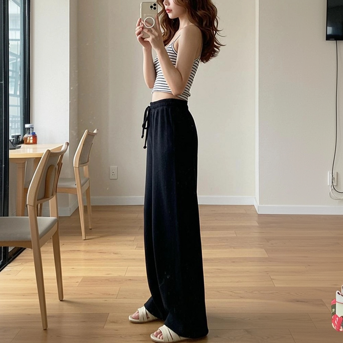 시크벤 여성 아이스쿨 찰랑 레이온 와이드 밴딩 팬츠 홈웨어 츄리닝 바지