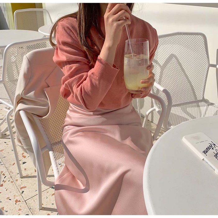 봄 간절기 글로우 샤틴 머메이드 실크 촤르르 맥시 새틴 롱 스커트 치마3color