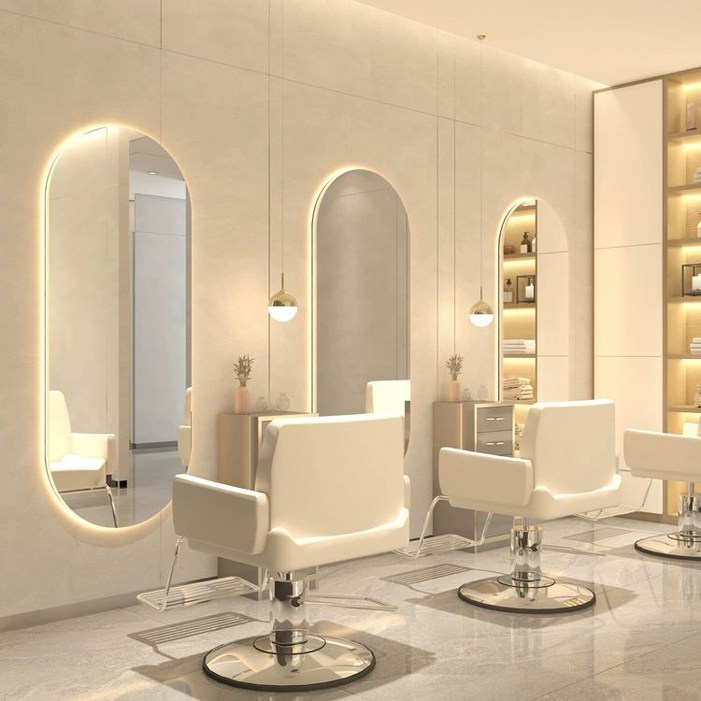 미용실 조명 거울 아치형 헤어샵 미러 인테리어