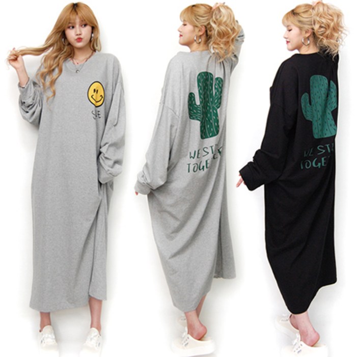 통통마녀  해피선인장 긴팔 원피스 5599 까지 착용  3컬러  빅사이즈  기모 포함 판매 