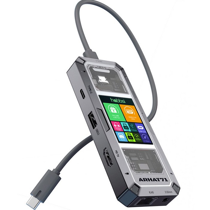 햅시 100W C타입 멀티허브 도킹스테이션 7in1 4K 60Hz 실시간 안심 전력 측정, 1개, 다크실버