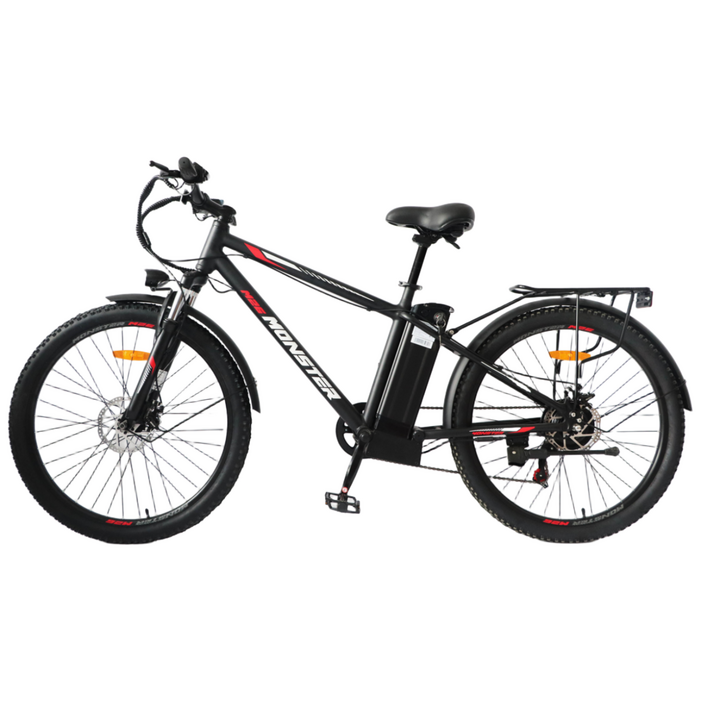 프론티어 MONSTER M26 운동용 출퇴근 입문용 MTB 전기자전거 36V 10Ah 반조립, 블랙, 알루미늄