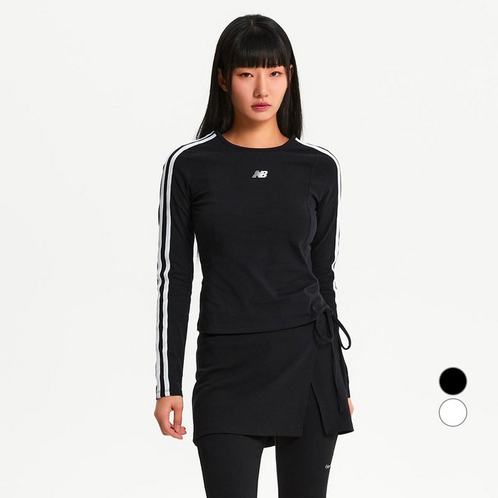 뉴발란스 여성용 슬림핏 더블유 에센셜 트랙 긴팔 티셔츠 NBNDF2W132