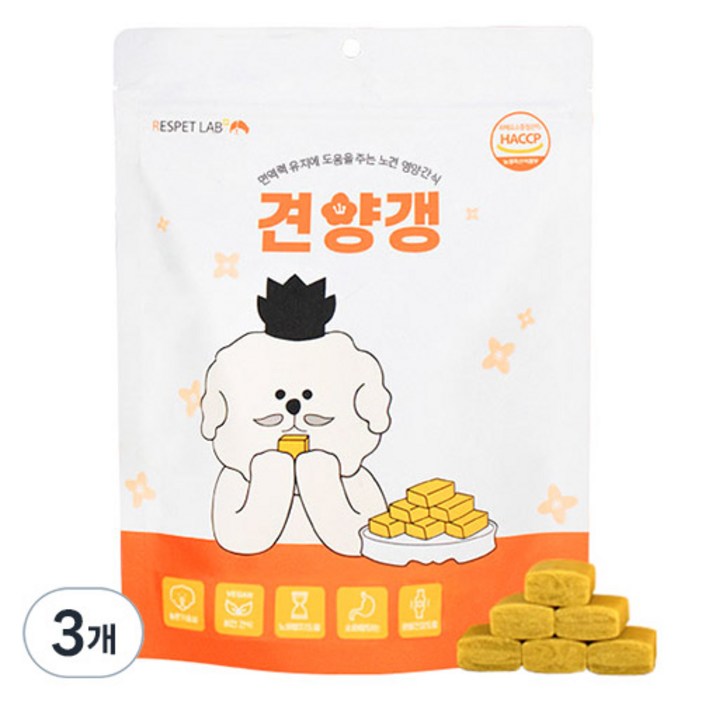 리스펫랩 견양갱 노령견 간식, 210g, 3개, 면역력 유지