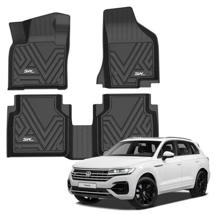 3더블유 에코라이너 TPE 카매트, 폭스바겐 뉴 투아렉 2020.02, 블랙