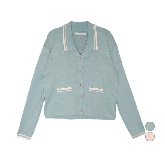 올리브데올리브 여성용 오픈카라 브이넥 배색 디테일 가디건