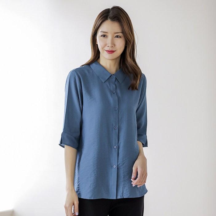 여성용 데일리 인견 오픈 정장 단색 셔츠