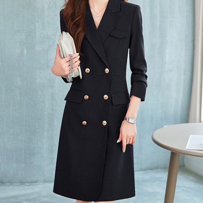 페이퍼먼츠 더블 카라 정장 미디 원피스 23075 T 빅사이즈 포함