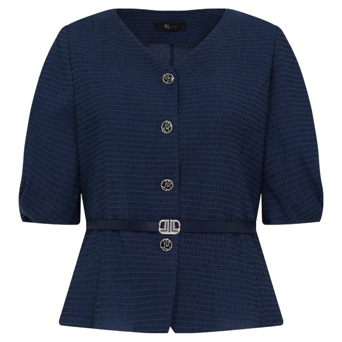 KL 글리 체크 반팔 블라우스