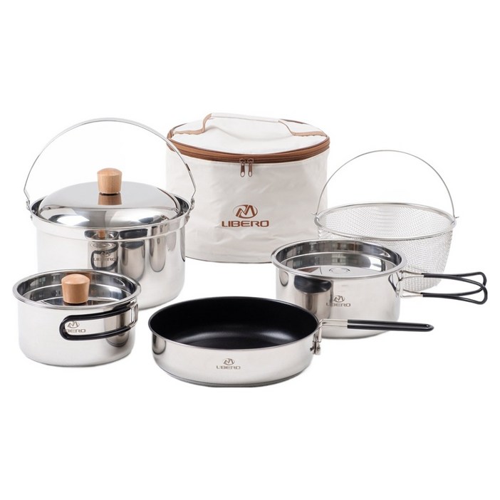 LIBERO 웜벳 스텐 코펠 7~8인용 세트, Silver, 1세트