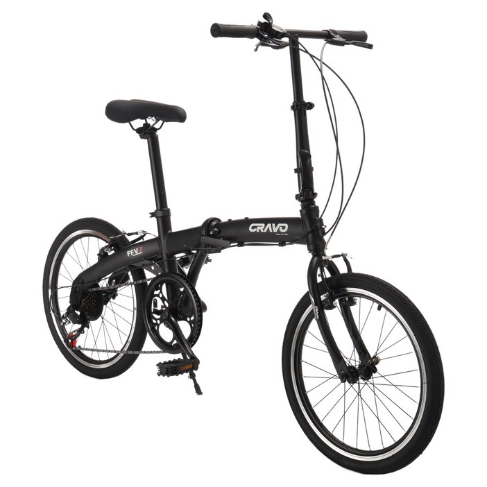 크라보 FFV7 미니벨로 시마노 7단 접이식 자전거, 매트 블랙, 153cm, 1개