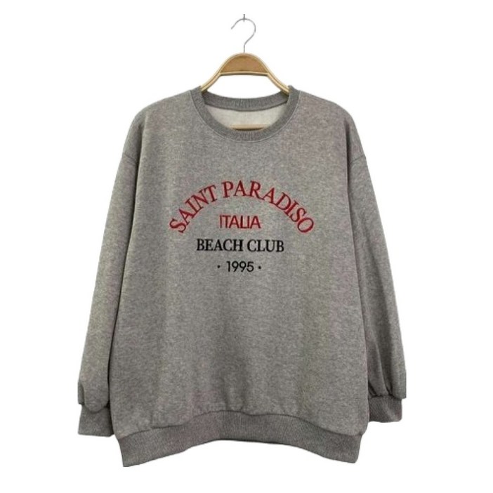 시크블랙 티오산 레터링 자수 루즈핏 코튼 맨투맨 cpt17426k61