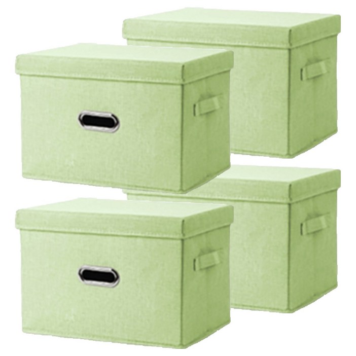 인블룸 대용량 접이식 패브릭 정리함  뚜껑 세트, 그린티, 4세트