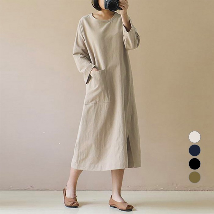 모이르벨라 여성용 단아한 심플 포켓 미시 원피스