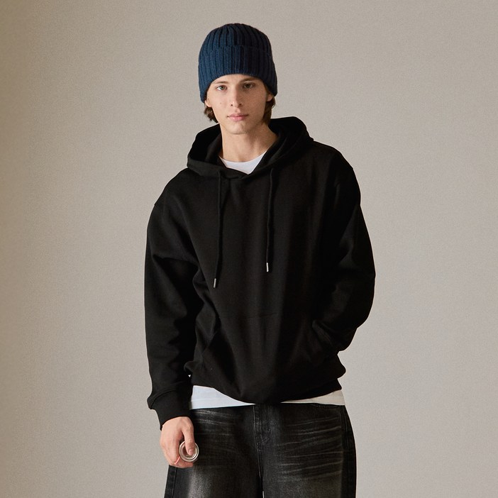 베이직하우스 남녀공용 유니 특양면 후드 티셔츠 LZTS0112