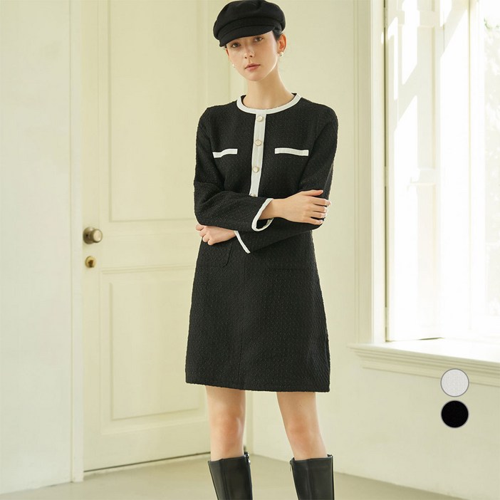 ELLEPARIS A라인 트위드 미니 원피스