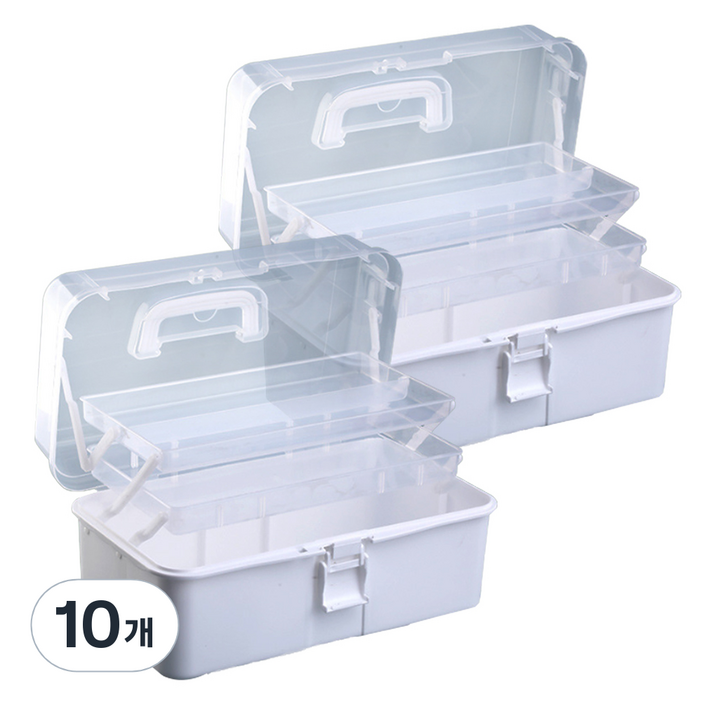 라라공방 다용도 3단 구급상자 케이스, 투명, 10개