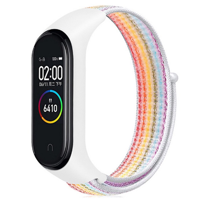 뽀마 미밴드3456 호환스트랩 실리콘나일론 슬링밴드, 레인보우, 1개