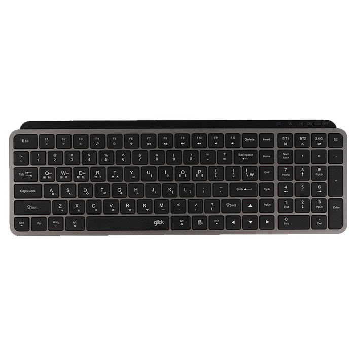 지클릭커 오피스프로 펜타 멀티페어링 저소음 블루투스 105키 무선 키보드, 블랙, WK20, 제조사축