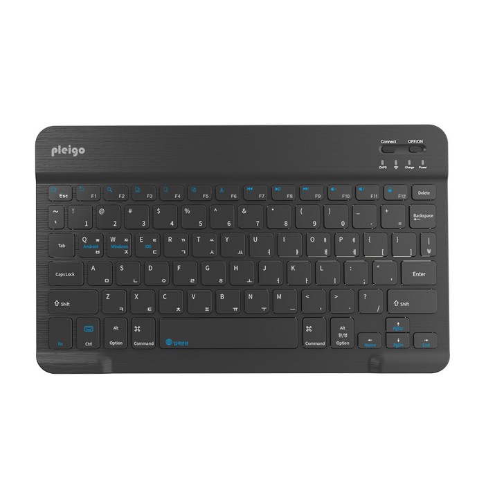 PLEIGO 무선 저소음 휴대용 파스텔 슬림 블루투스 키보드, 블랙, KB10