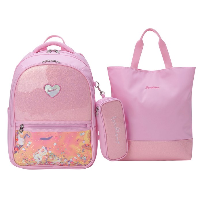 베네통키즈 글리터비즈 책가방 + 필통 + 보조가방 세트