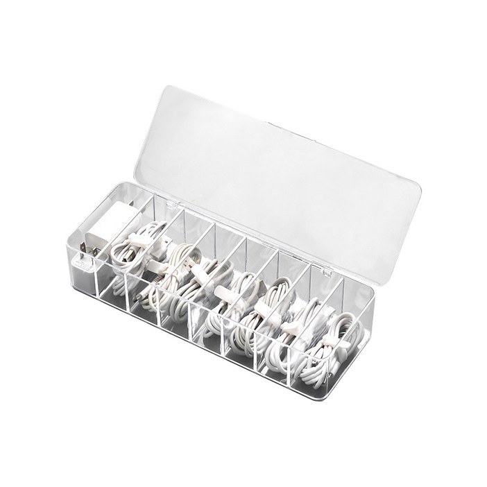 다용도 아크릴 이어폰 USB 케이블 정리함 (뚜껑 O), 단일 색상, 1개