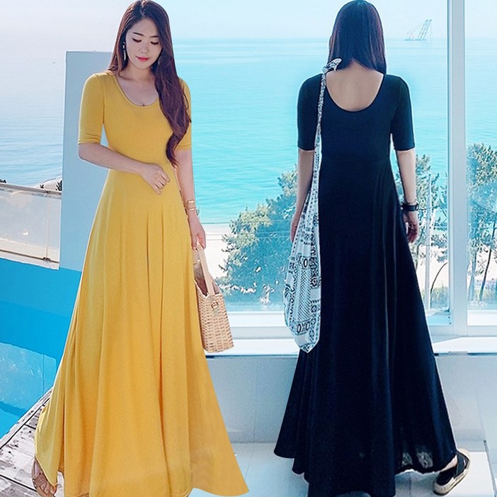 제이앤지니 자체제작 OP166 라인 빅사이즈 S M L XL 플레어 맥시 롱원피스