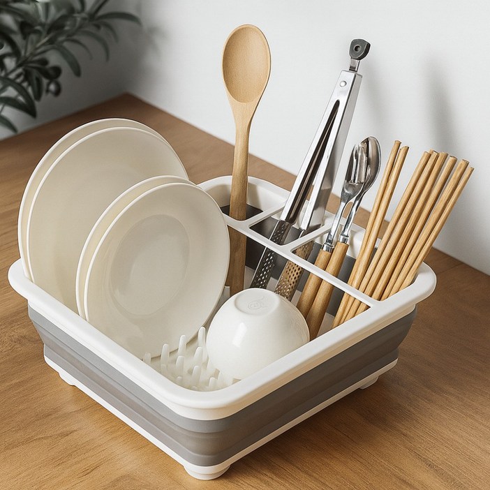 베리본 캠핑 접이식 간편한 식기건조대, 1개, 그레이, 1단