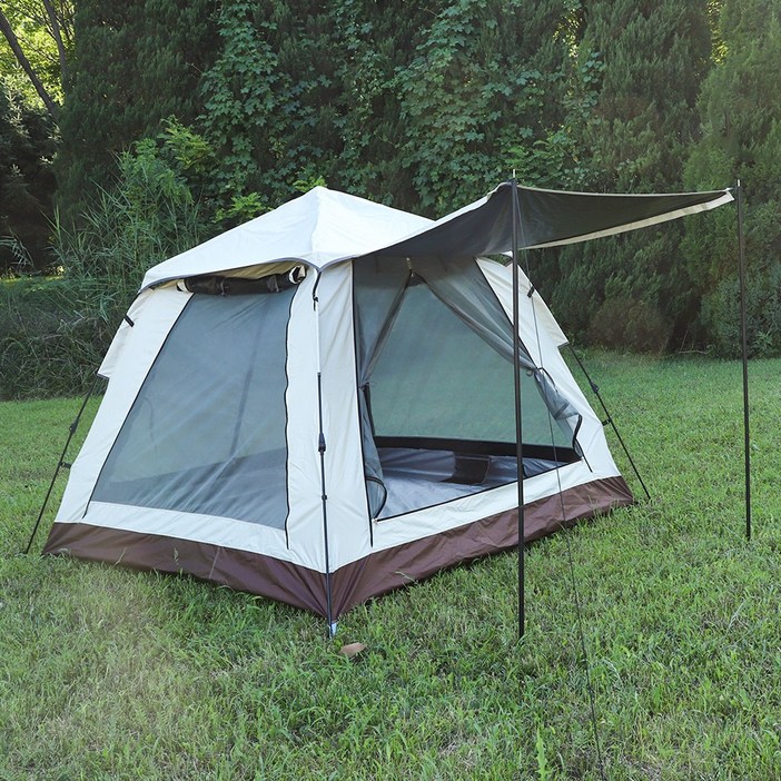 크크캠프 100% 차양 블랙 코팅 렉타 원터치 캠핑 텐트