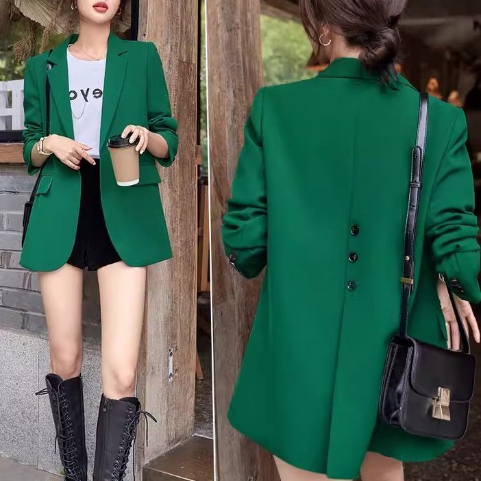 여성 심플한 드레이프 자켓 긴팔 단색 패션 캐주얼 여성정장 재킷