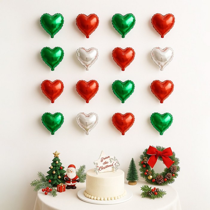 해피제이니 미니하트 20개 파티 이벤트 생일 은박 호일풍선 파티풍선 세트