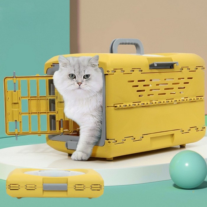 지에치 애견 반려동물 접이식 이동장 고양이 강아지 켄넬, 옐로소형