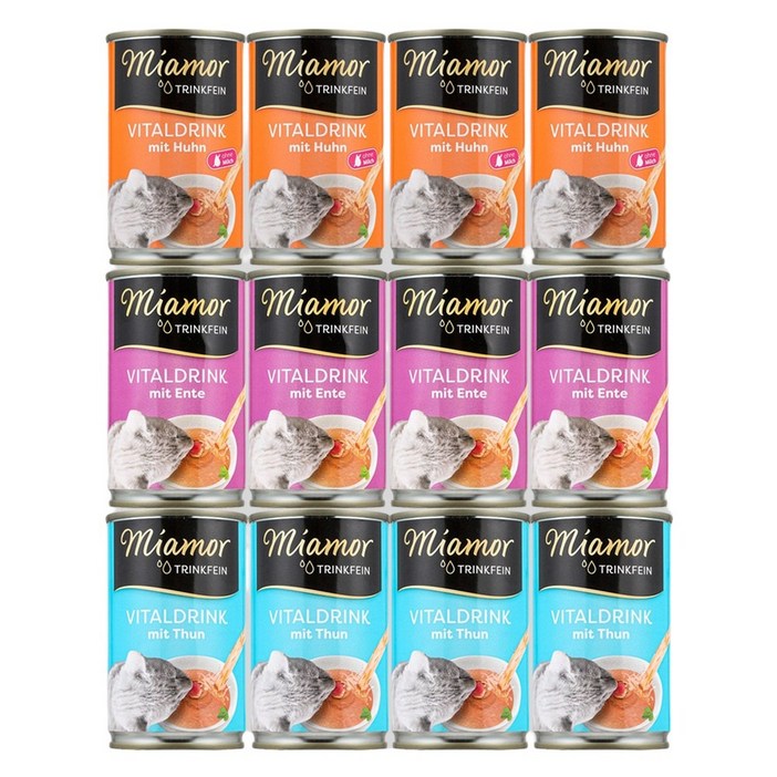 미아모아 드링크 바이탈 고양이캔 3종 혼합, 135g, 12개
