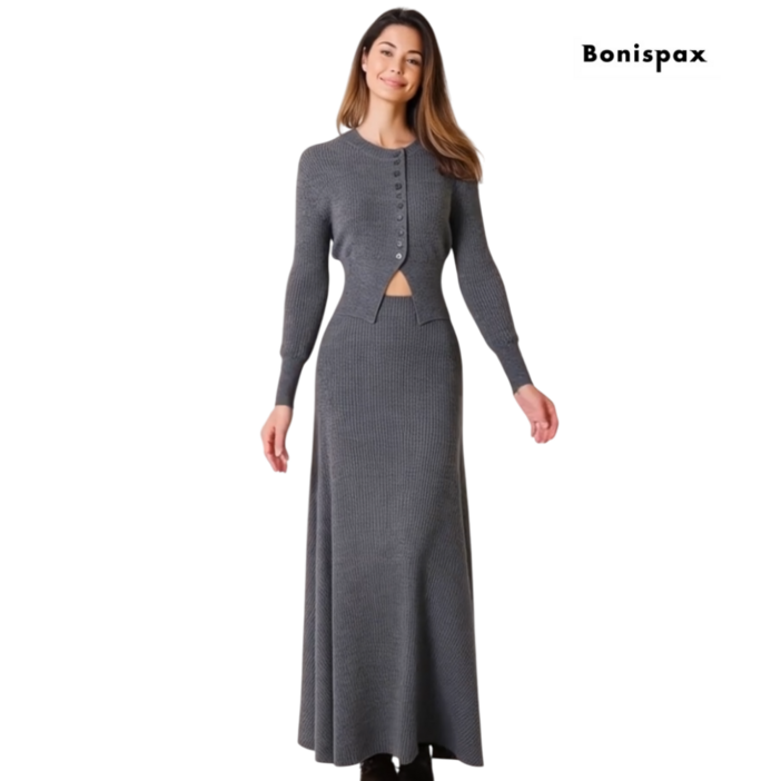 [신세계몰] 119000원 라운드 슬림핏 니트 A라인 스커트 셋업