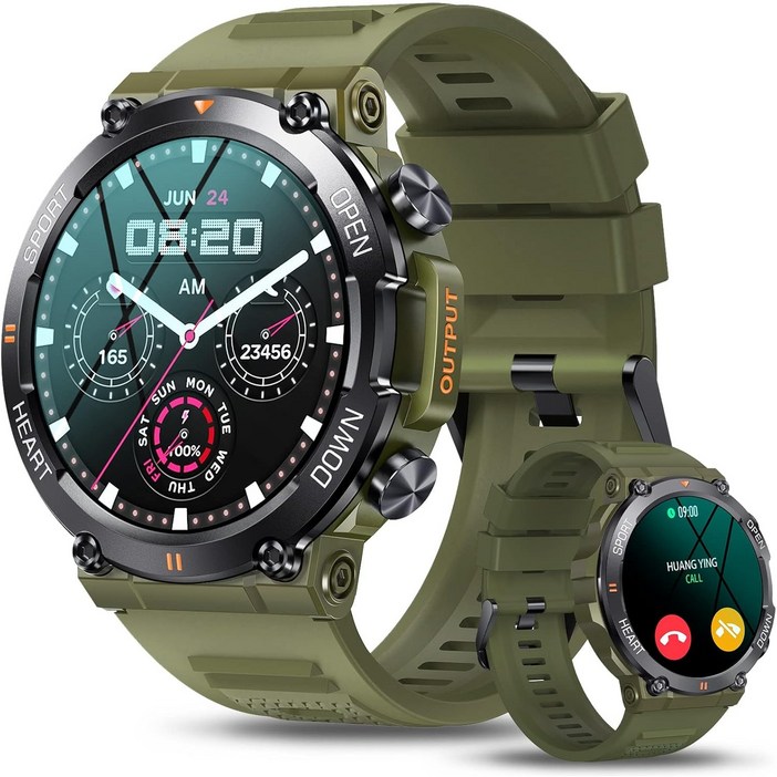 RichMagic K56PRO 1.39인치 먼지충격방지 방수 야외 스마트워치 블루투스통화 NFC GPS IP68 스마트 스포츠워치 47mm, 녹색 RichMagic K56PRO 1.39인치 먼지충격방지 방수 야외 스마트워치 블루투스통화 NFC GPS IP68 스마트 스포츠워치 47mm, 녹색