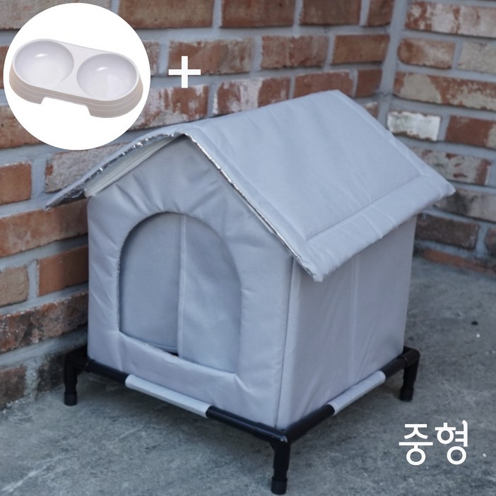 클라라펫 길고양이 냉기 차단 공중집 중형밥그릇 1세트 길냥이 하우스, 1세트, 그레이