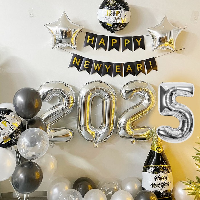 파티앤온 해피뉴이어 2025 풍선 신년 새해 6종 파티세트