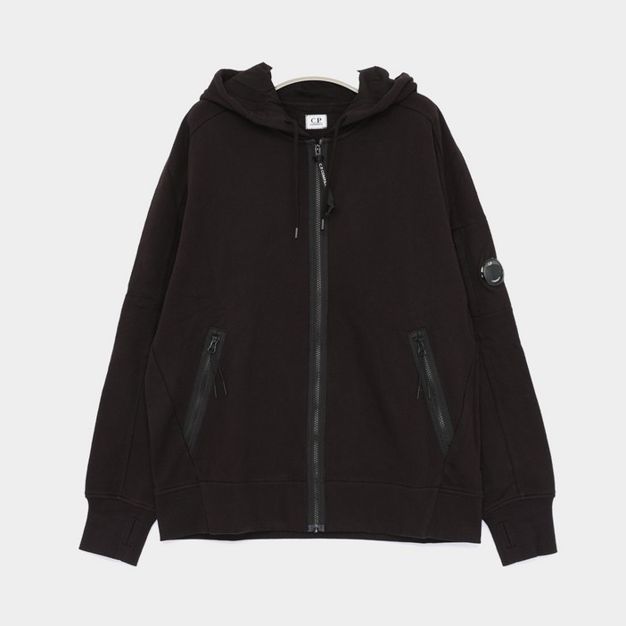 CP컴퍼니 25SS 렌즈와펜 디아고날 라이즈드 플리스 스웨트 후드집업 남성 자켓 18CMSS025A 005086W 999
