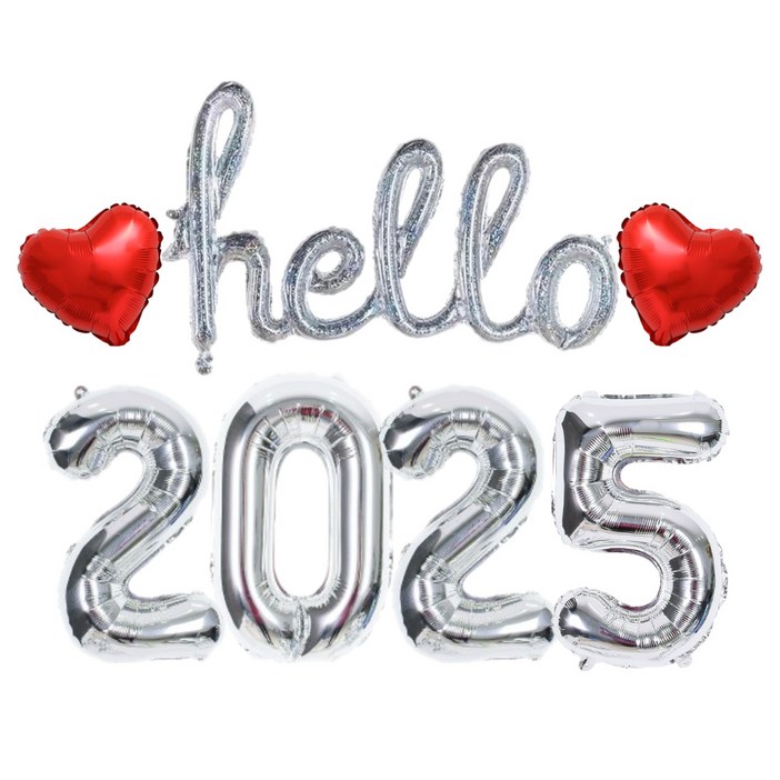 헬로 Hello 2025 새해 풍선세트 신년 파티 용품, 1개 헬로 Hello 2025 새해 풍선세트 신년 파티 용품, 1개