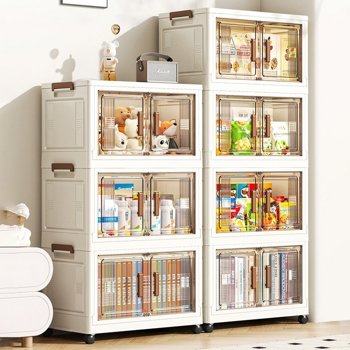 폴딩박스 리빙박스 폴딩 박스 접이식수납박스, 3개, 흰색