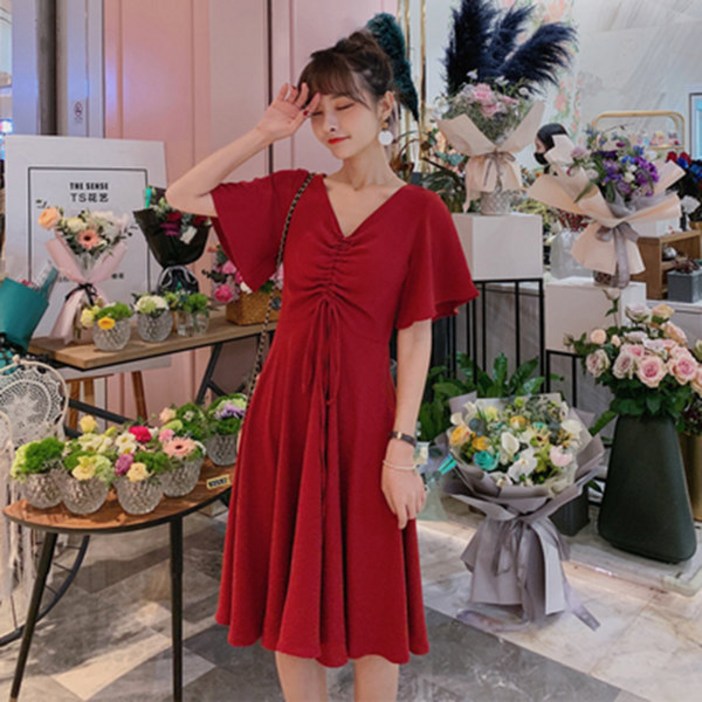 YHSHOP 숙녀 여름 패션 캐주얼 드레스