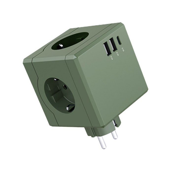 큐브 디자인 USB 3구 고용량 4000W 멀티탭 멀티 콘센트 플러그형 USBA 2개 C타입 1개
