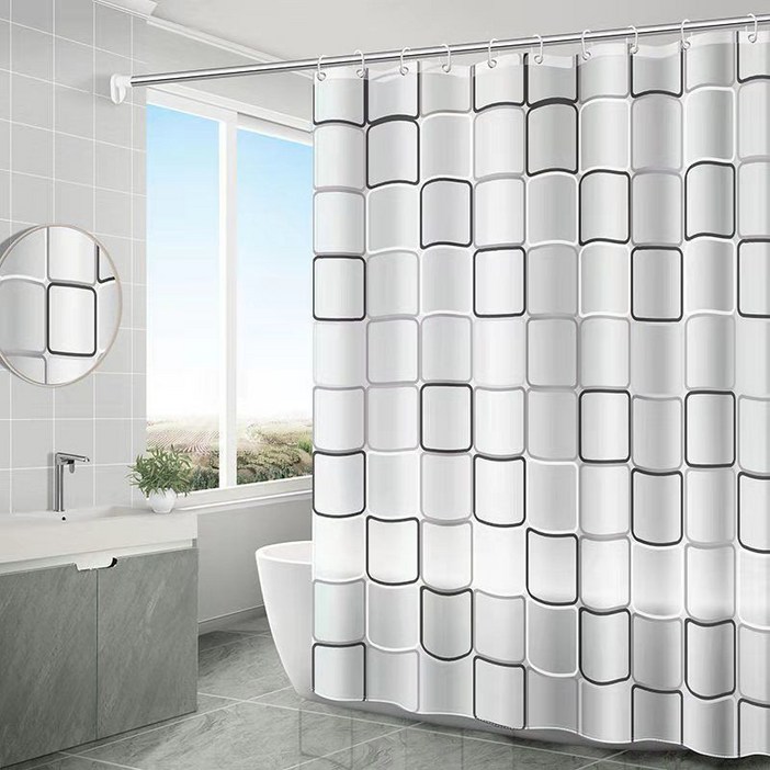 일상공식 방수 욕실 샤워 커튼  커튼링  커튼봉, 네모 큐브