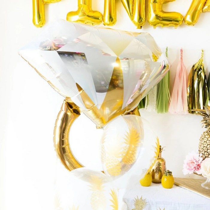 베어플 다이아몬드 반지 풍선 파티 이벤트 은박풍선, 1개