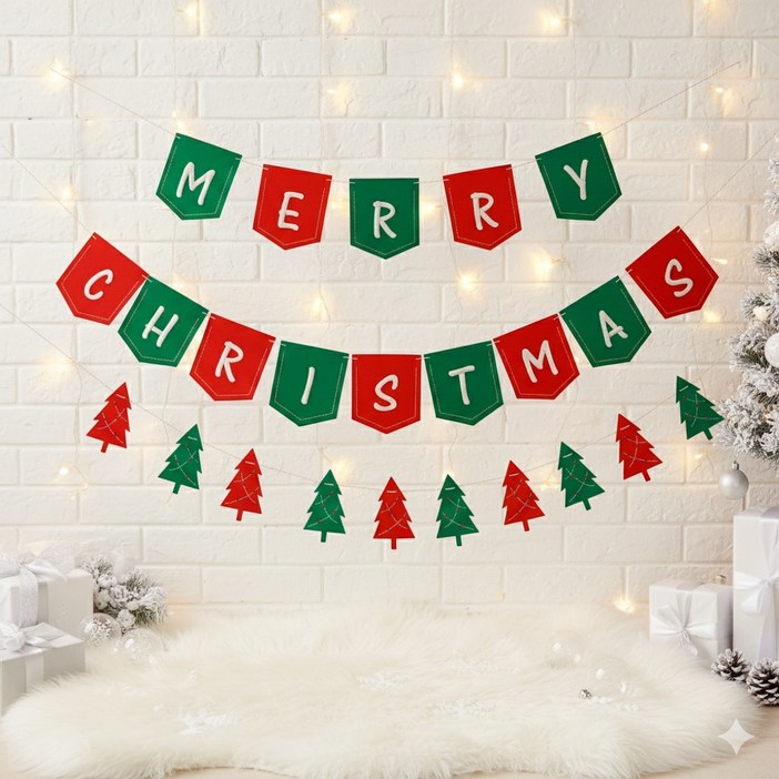 굿앤글로리 크리스마스 자수 가랜드 연말파티 홈파티 호캉스 소품 장식